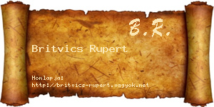 Britvics Rupert névjegykártya